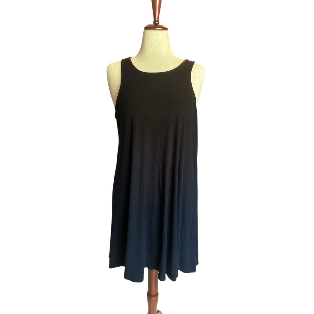 Black Sleeveless Swing Dress | Flowy Casual Tank Dress | Size XL